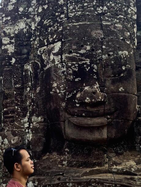 Aaron at the Bayon temple in Angkor Thom