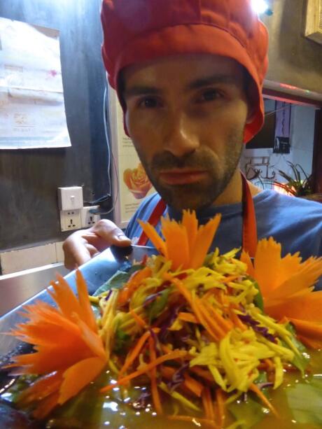 Sebastien with Khmer mango salad