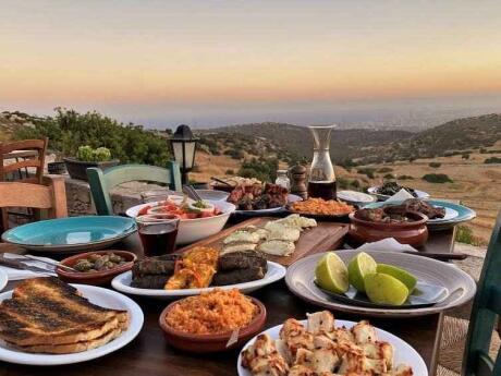 Agios Epiktitos Taverna serves delicious food and wine alongside a stunning view over Cyprus