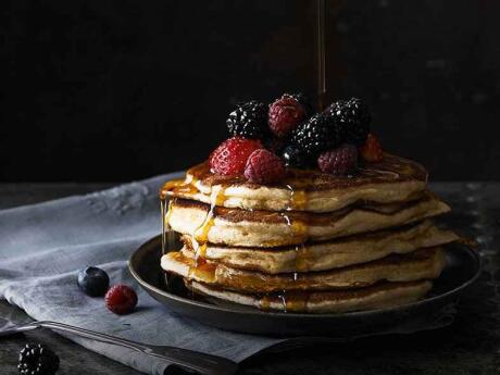 The pancakes at Balans with Berry fruits and maple syrup! Balans No 60 is a fabulous gay restaurant in London.