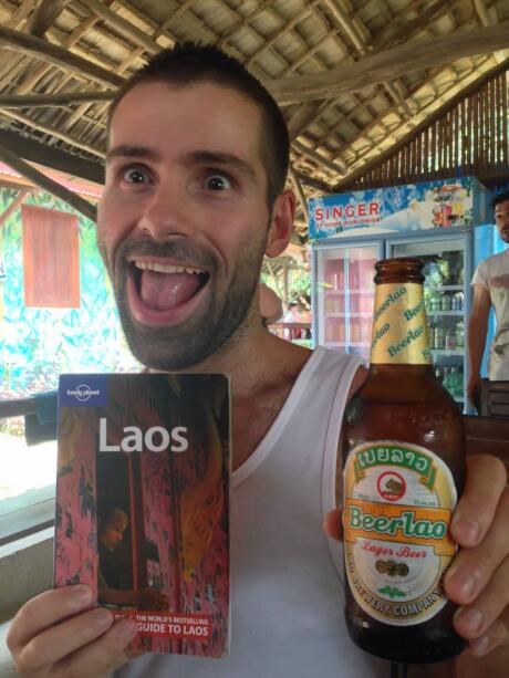 Seby with Beerlao the national beer of Laos.