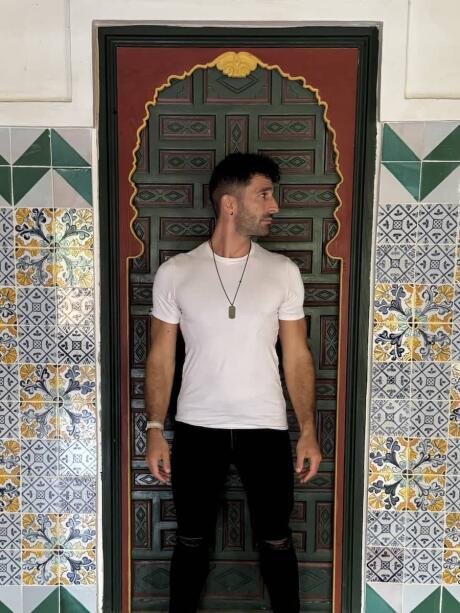 Stefan in front of a door at the Ahmed Bey Palace in Constantine.