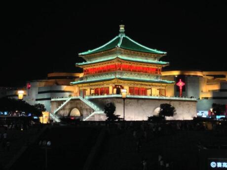 The Drum and Bell Towers are two traditional towers in Xi'an that look gorgeous at night all lit up