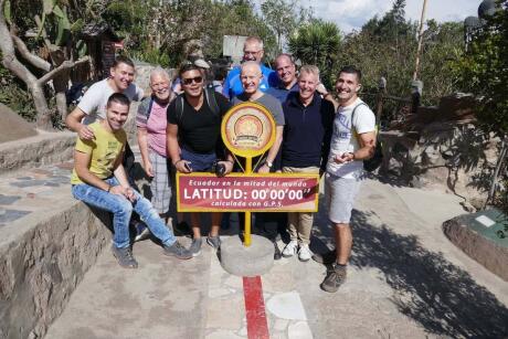 Gay group at the Mitad del Mundo equator line