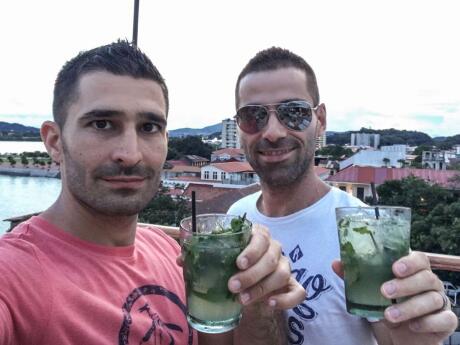 Nomadic Boys drinking mojitos at Gato Blanco a gay friendly bar in Casco Viejo in Panama