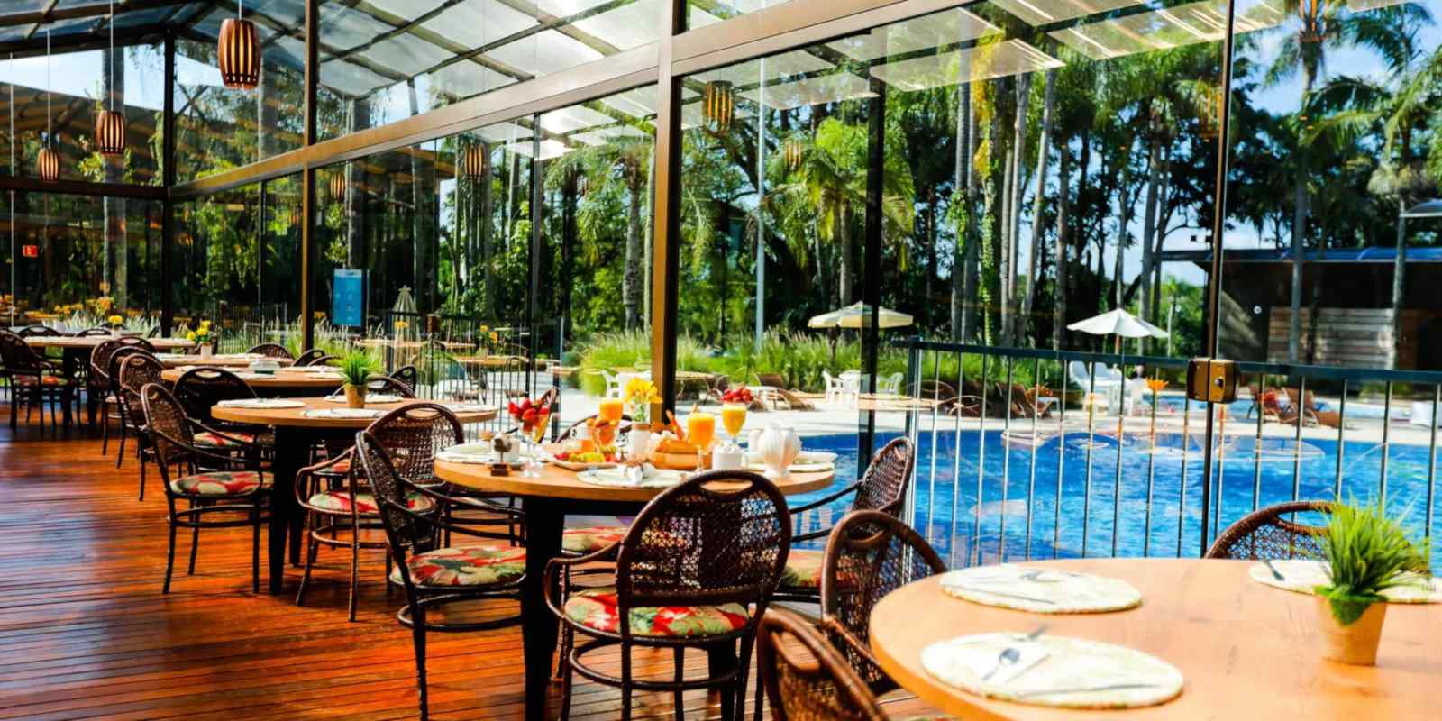 Gay friendly accommodation near Iguazu Falls - the Vivaz Cataratas Hotel Resort has a lovely poolside restaurant.