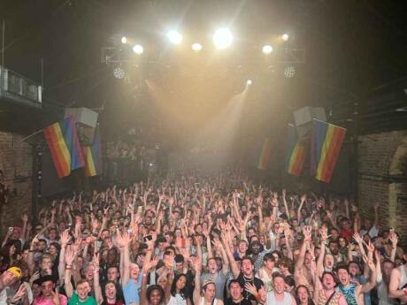 Huge crowd partying at GAY Heaven, one of the biggest and most famous gay clubs in London.