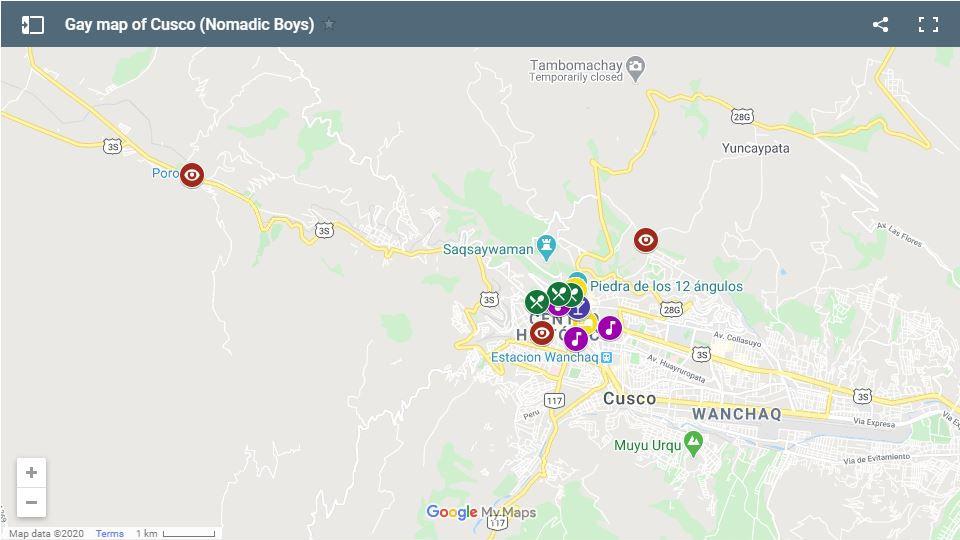 Here's our gay map of Cusco showing where all the places we've mentioned in our gay Cusco travel guide are located