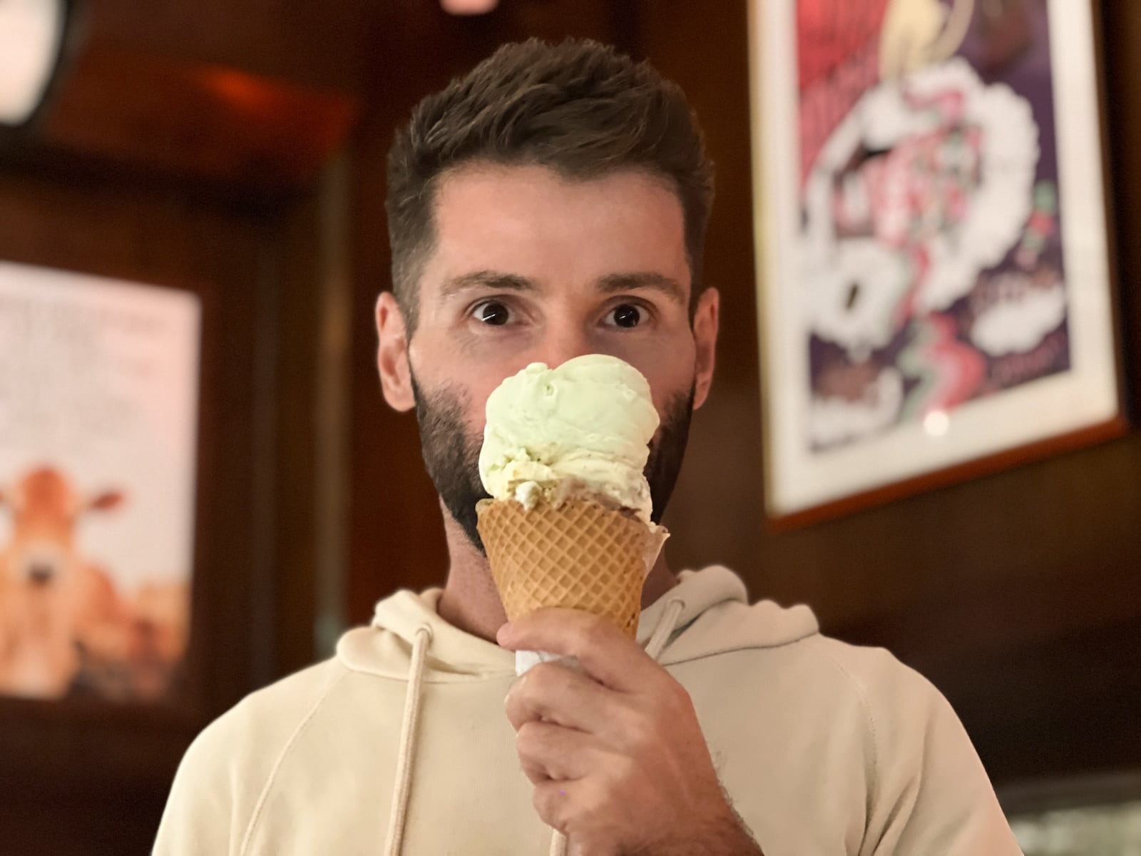 Seby with a generous ice cream serving from Gelato Messina in Sydney.