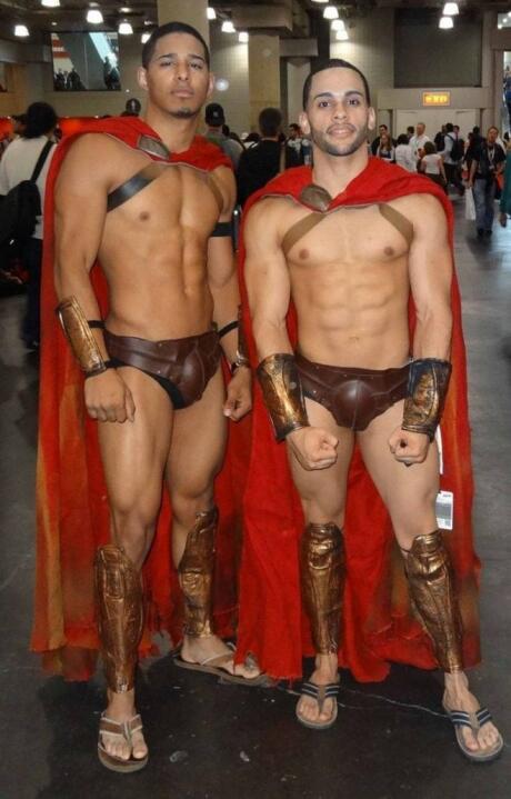 Matching gladiators one of best gay couple halloween costumes