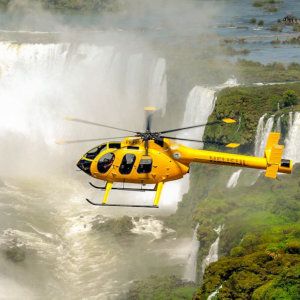 An incredible way to see Iguazu Falls is from above on a helicopter ride!