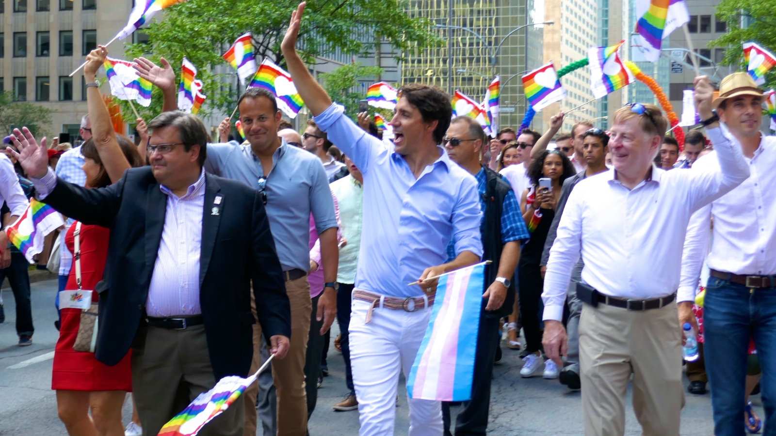 Justin Trudeau leading the Montreal gay Pride parade