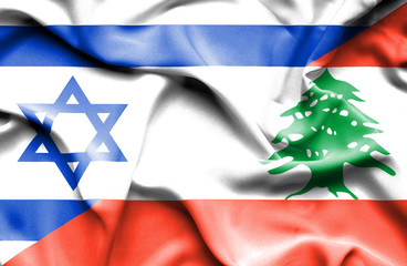 Israeli and Lebanese flags side by side