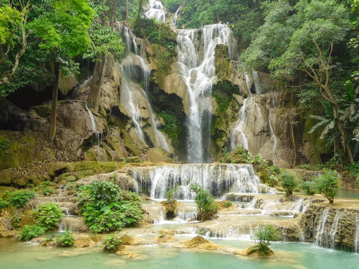 The stunning Kuang Si Falls in Luang Prabang in Laos.