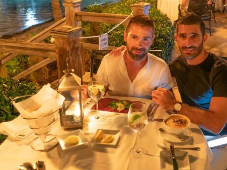 Nomadic Boys dining at romantic and gay friendly restaurant Latitude in Key West