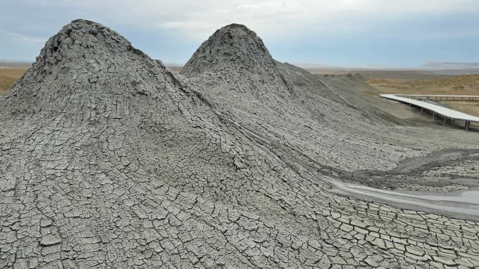 Live mud volcano at the outdoor museum of Gobustan.