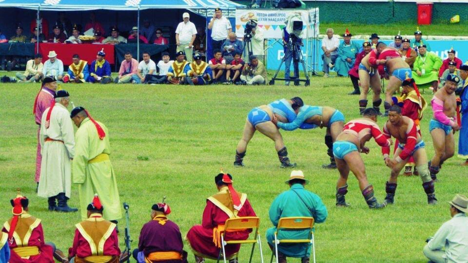 Wrestling match at the Naadam Festival in Ulaanbaatar.