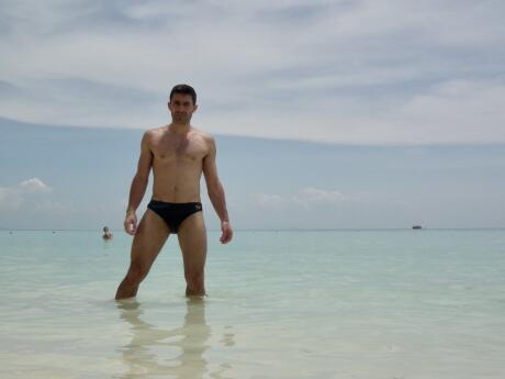 Stefan posing at Patong gay beach in Phuket