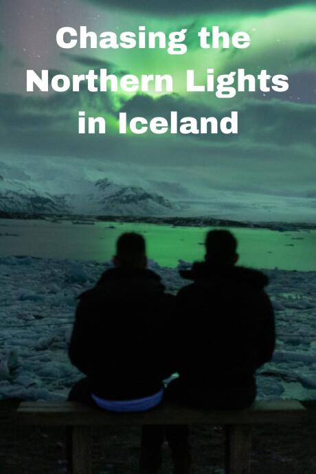 Pinterest image for our chasing the Northern Lights in Iceland story.