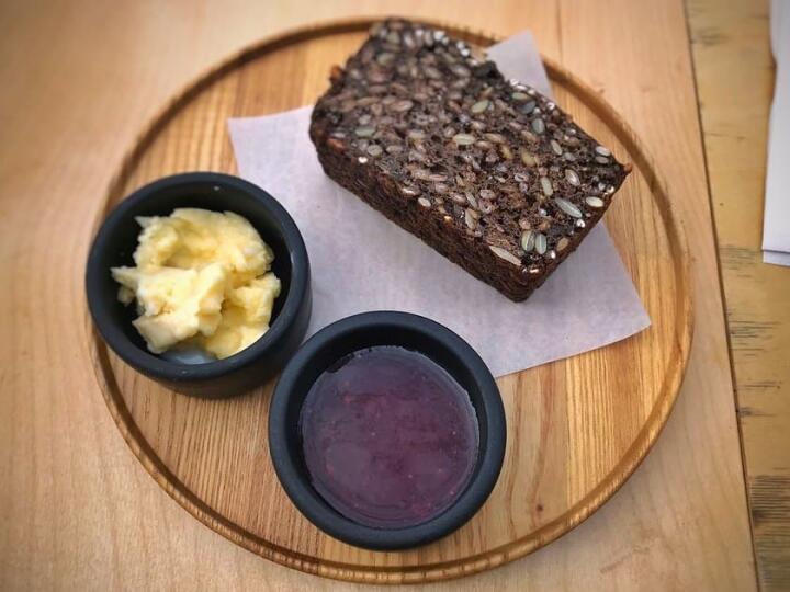 Iceland bread made of Rye accompanied with butter and vinegar