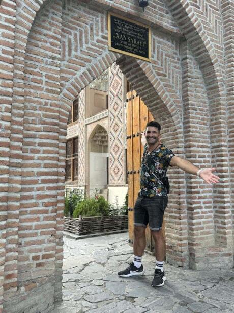 Stefan at the entrance of Palace of Sheki Khans.