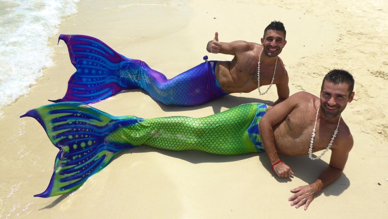 Gay couple on beach in Negombo