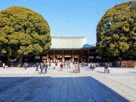 The Meiji Shrine in Tokyo is dedicated to the deified spirits of Emperor Meiji and his wife, Empress Shōken.