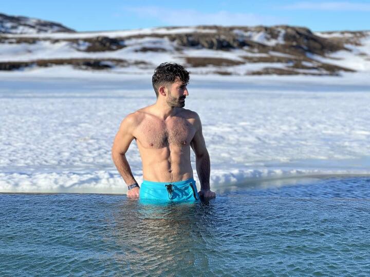 Stefan from Nomadic Boys enjoying the thermal pool at Vok Baths in Iceland