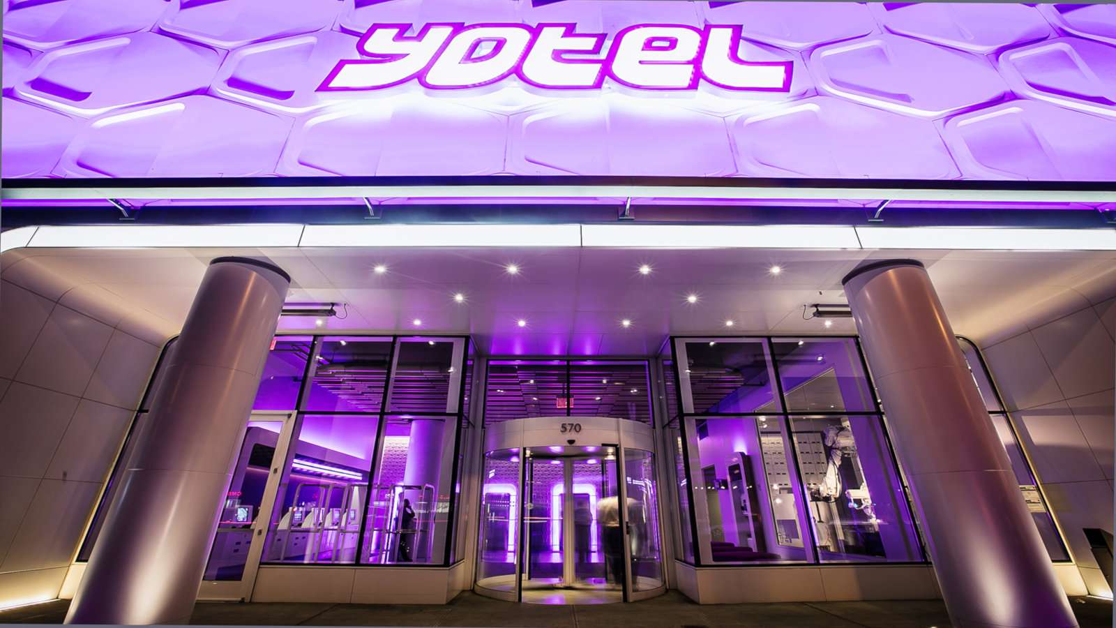 Gay travellers to New York will love the purple everywhere at New York's incredibly futuristic Yotel.